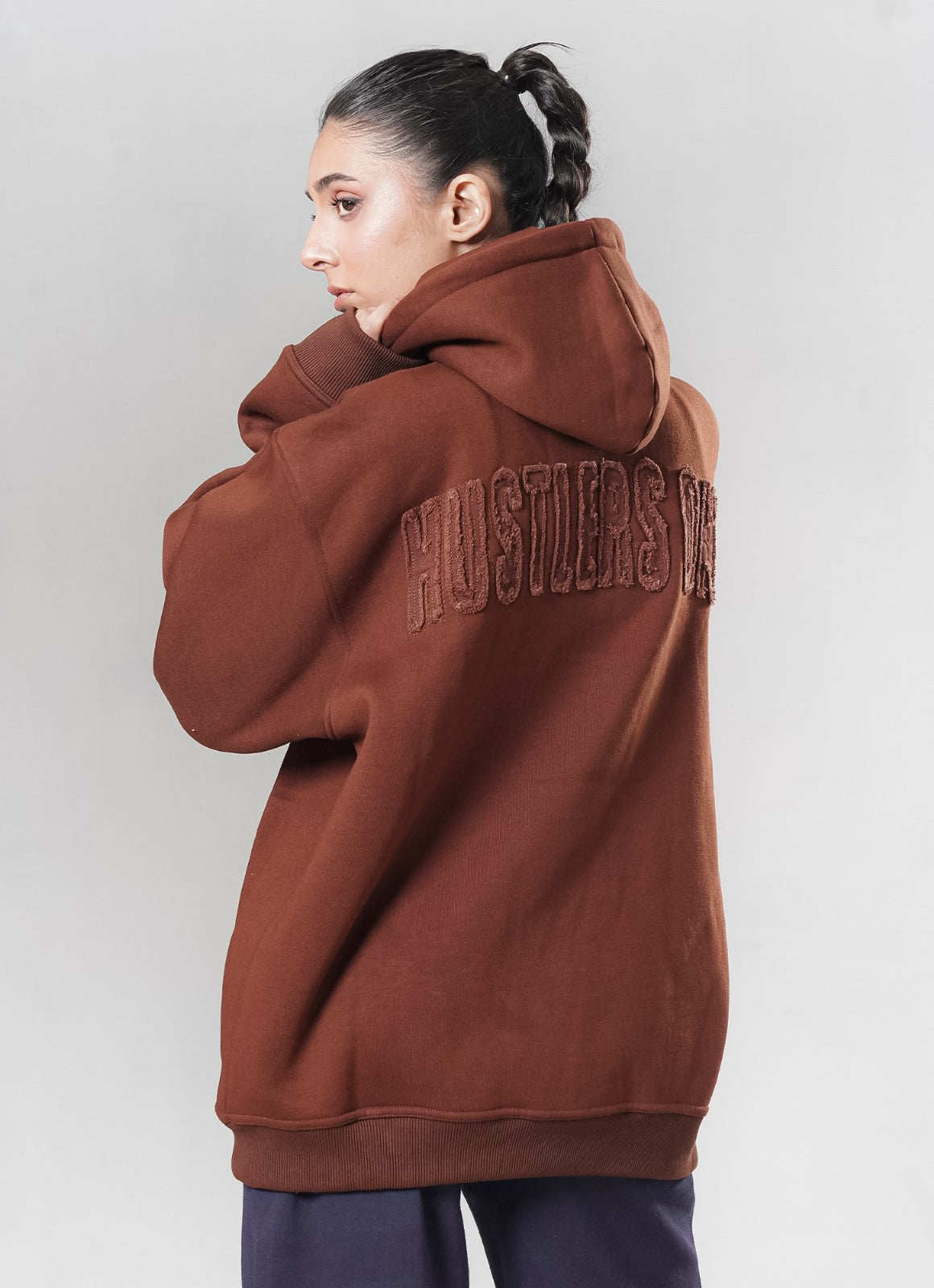 Crude Oversized Hoodie - Brown