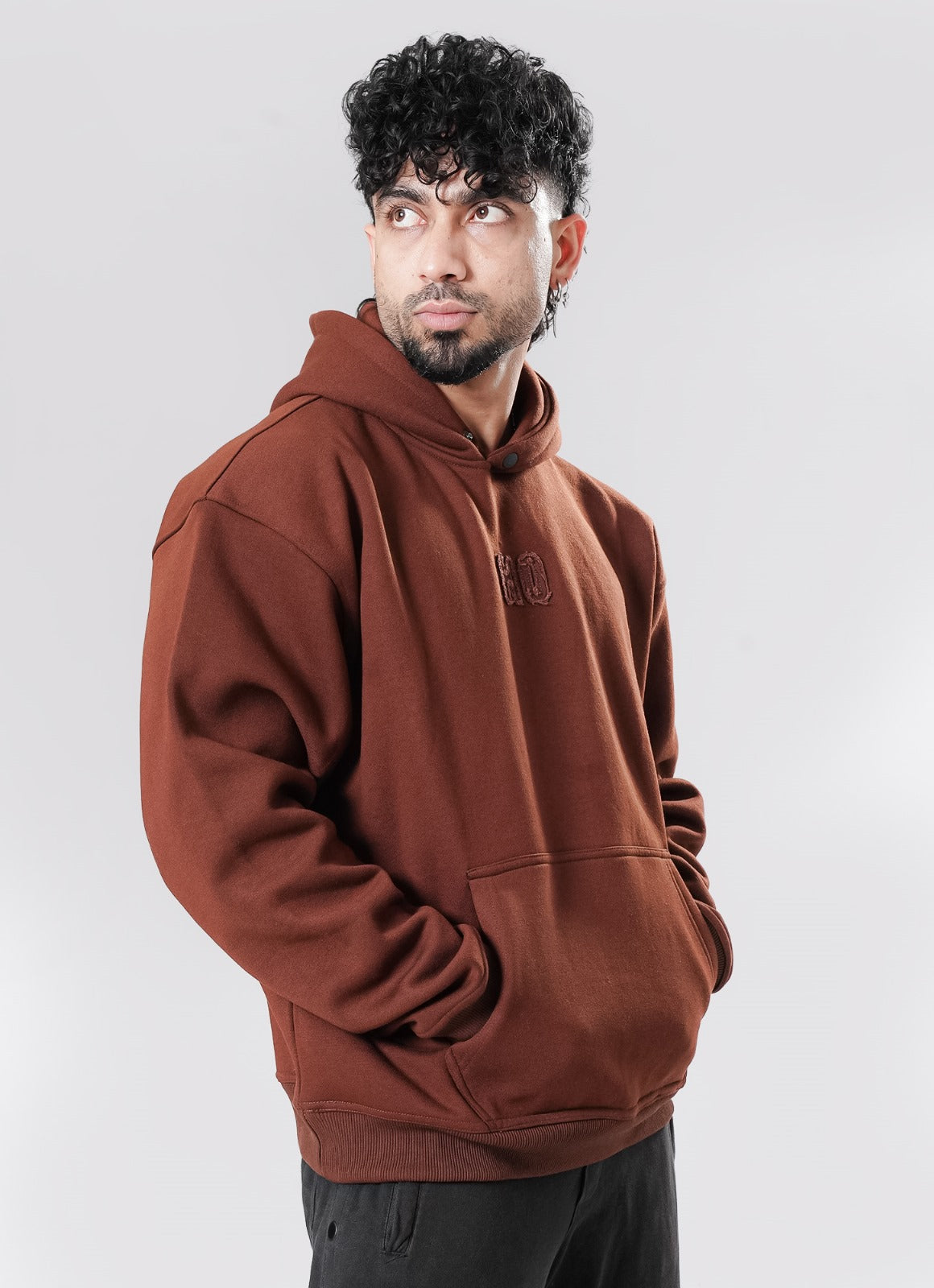 Crude Oversized Hoodie - Brown