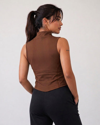 Code Zip Up Vest - Brown