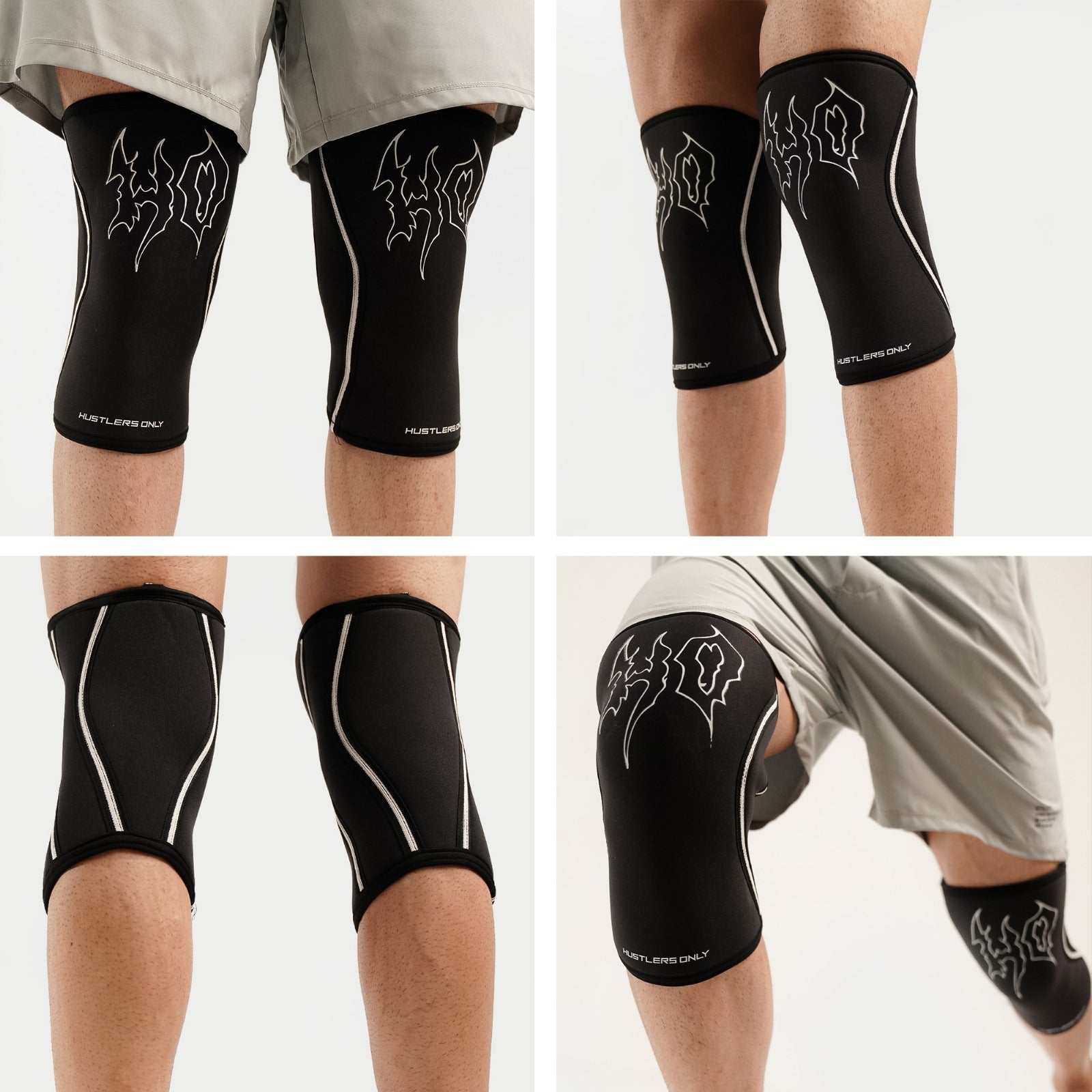 7mm Metal Knee Sleeves - Black with White Stripes