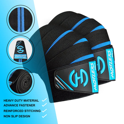 Blue and Black Export Quality Knee Wraps  | HustlersOnlyUK